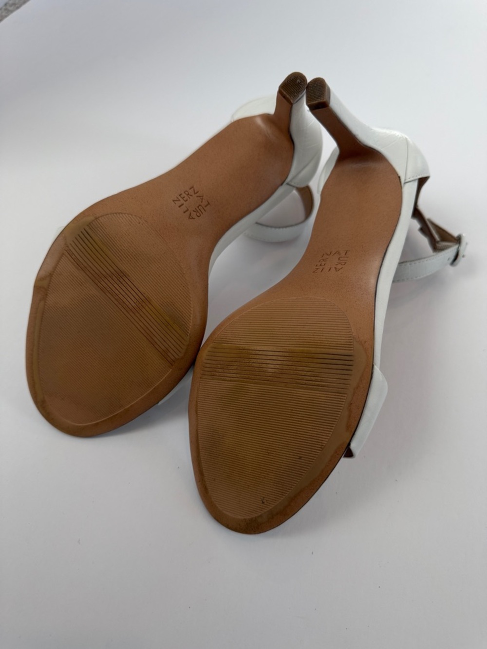 Naturalizer White Ankle-Strap Croc-Embossed Heeled Sandals - Picture 5 of 7